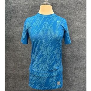 Nike Pro Combat Compression Shirt Womens Large Blue Short Sleeve Dri-FIT Train